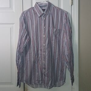 Toscano multicolor striped long sleeve button down dress shirt  Sz M NWOT